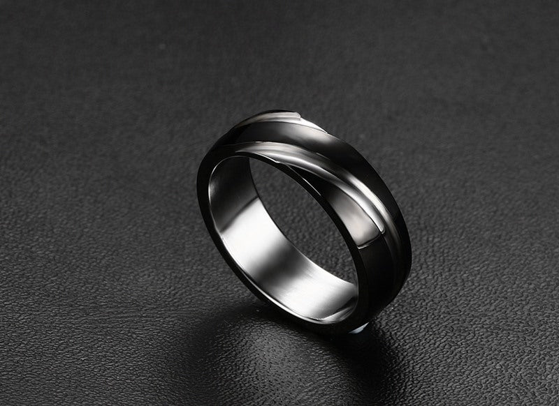 Black Titanium Steel TWII Men's Ring