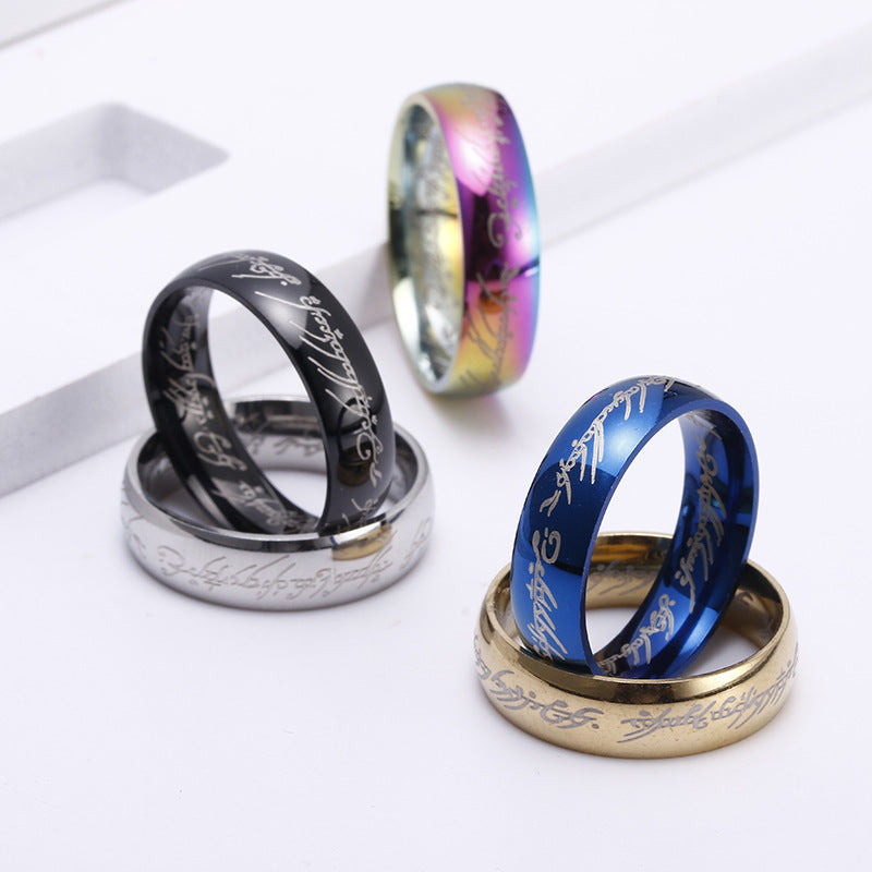 VAJALA Titanium Steel Engraved Rings