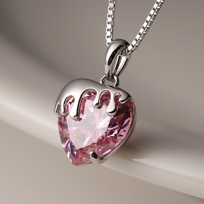 Strawberry Love Necklace Female S925 Sterling Silver