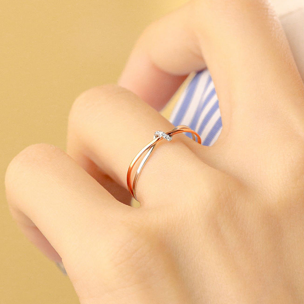 Interwoven Silver Plating 18K Gold Ring