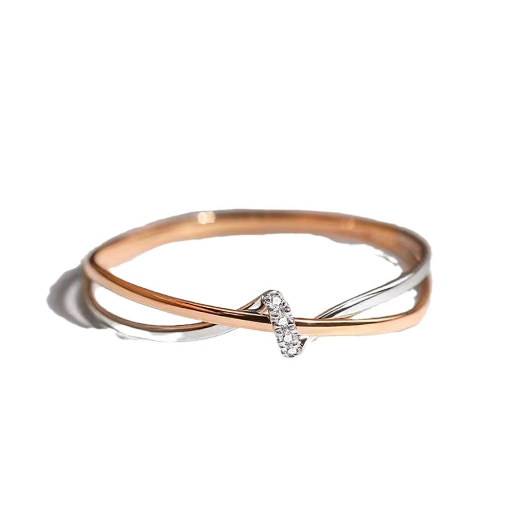 Interwoven Silver Plating 18K Gold Ring