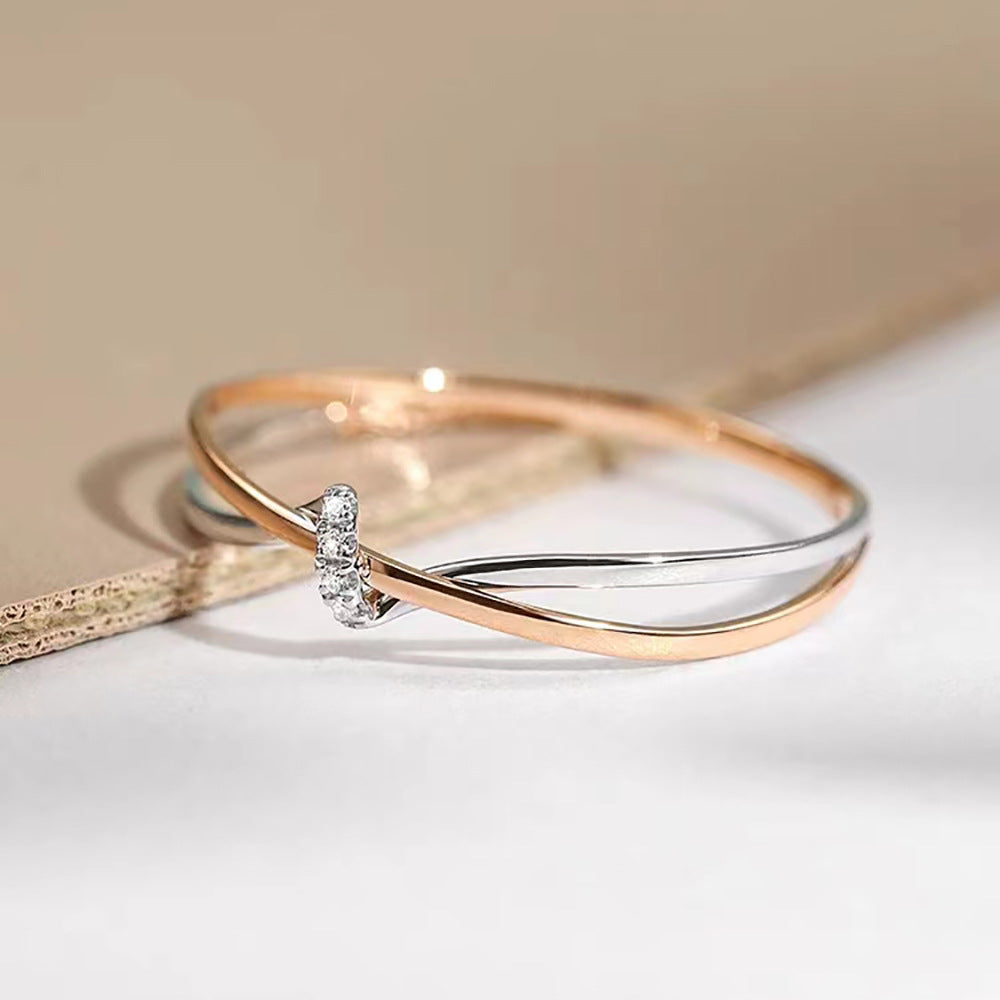 Interwoven Silver Plating 18K Gold Ring