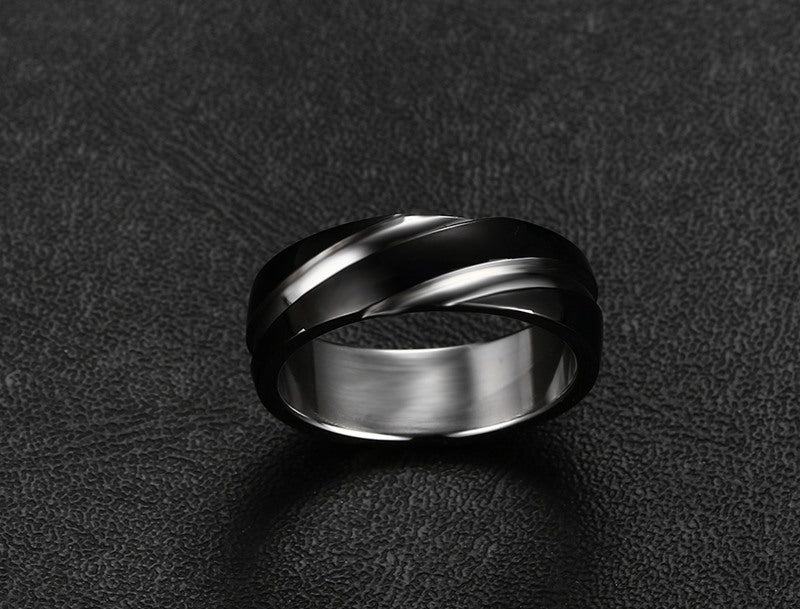 Black Titanium Steel TWII Men's Ring