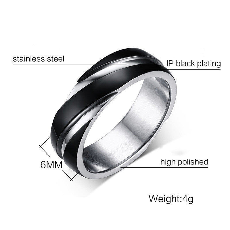 Black Titanium Steel TWII Men's Ring