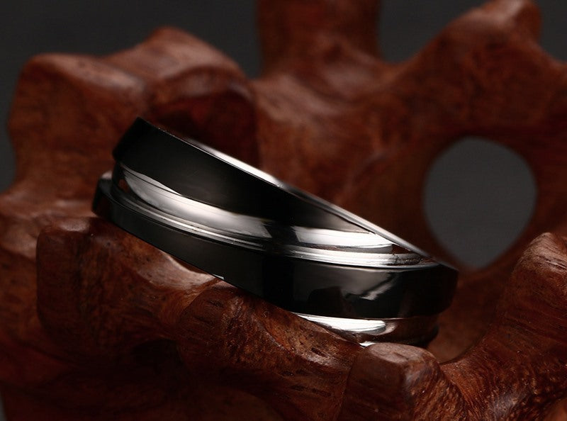 Black Titanium Steel TWII Men's Ring