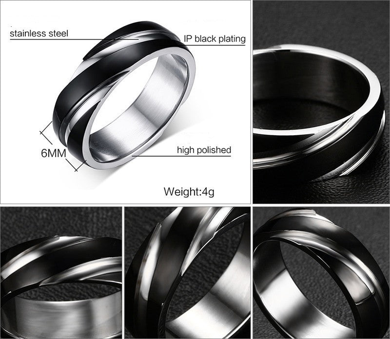 Black Titanium Steel TWII Men's Ring