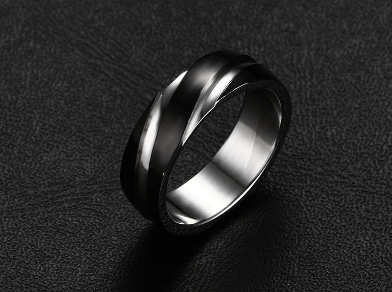 Black Titanium Steel TWII Men's Ring