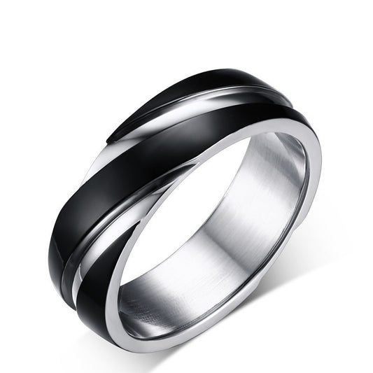 Black Titanium Steel TWII Men's Ring