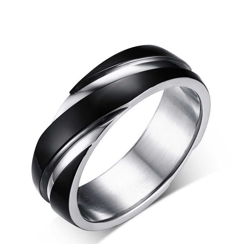 Black Titanium Steel TWII Men's Ring